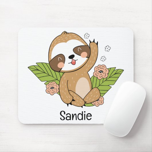Niedlich Baby Sloth Individuelle Name Mousepad (Mit Mouse)