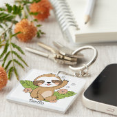 Niedlich Baby Sloth Individuelle Name Schlüsselanhänger (Vorderseite rechts)