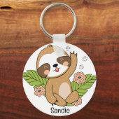 Niedlich Baby Sloth Individuelle Name Schlüsselanhänger (Vorderseite)