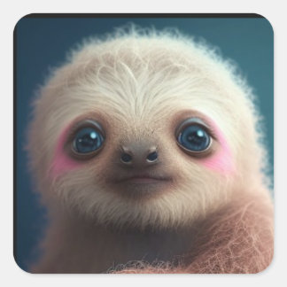 Niedlich Baby Sloth Quadratischer Aufkleber