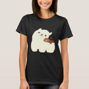 Niedlich Baby Sloth Riding Llama Friend Animal Fan T-Shirt