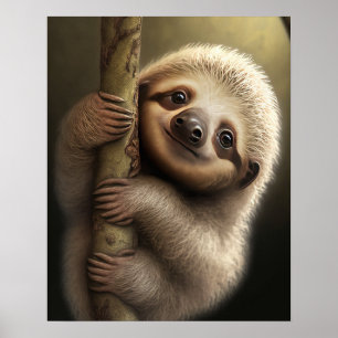 Niedlich Baby Sloth Smiling Wildlife Nature Animal Poster