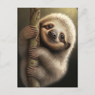 Niedlich Baby Sloth Smiling Wildlife Nature Animal Postkarte