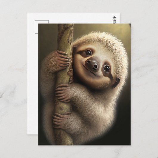 Niedlich Baby Sloth Smiling Wildlife Nature Animal Postkarte (Vorne/Hinten)