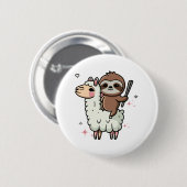 Niedlich Baby Sloth und Llama Button (Vorne & Hinten)