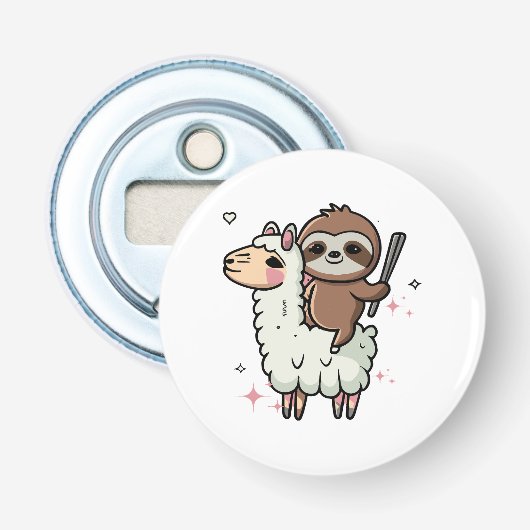 Niedlich Baby Sloth und Llama Flaschenöffner (Vorderseite)