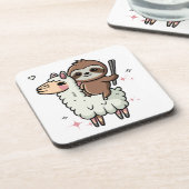 Niedlich Baby Sloth und Llama Getränkeuntersetzer (Linke Seite)