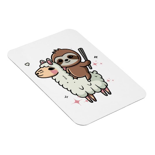 Niedlich Baby Sloth und Llama Magnet (Rechte Seite)