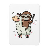 Niedlich Baby Sloth und Llama Magnet (Vertikal)
