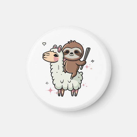 Niedlich Baby Sloth und Llama Magnet (Vorne)