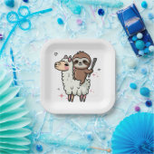 Niedlich Baby Sloth und Llama Pappteller (Party)