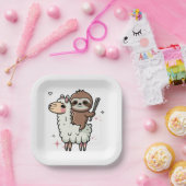 Niedlich Baby Sloth und Llama Pappteller (Party)
