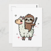 Niedlich Baby Sloth und Llama Postkarte (Vorne/Hinten)