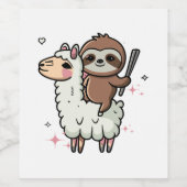 Niedlich Baby Sloth und Llama Weinetikett (Einzelnes Label)