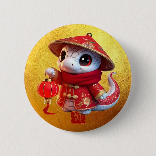 Niedlich Baby Snake Chinesisches Neujahr 2025 RB Button (Vorderseite)