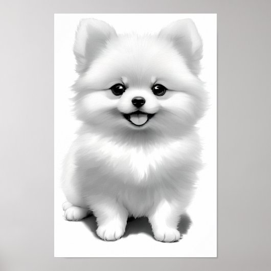 Niedlich Baby Spitz Welpenhund Zeichnend Poster (Vorne)