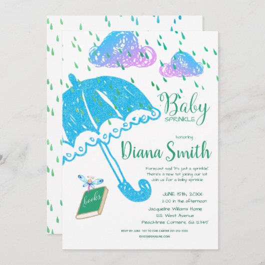 Niedlich Baby Sprinkle Dusche Einladung (Vorne/Hinten)