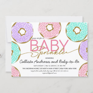 Niedlich Baby Sprinkle Rosa Lila Donuts Dusche Einladung