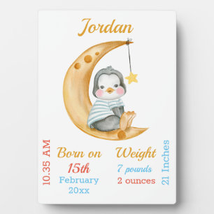 Niedlich Baby Stats Pinguin Moon Fotoplatte