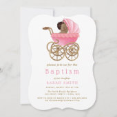 Niedlich Baby Stroller Pram Pink Taufe Christening Einladung (Vorderseite)