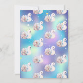 Niedlich Baby Swan Blume Blue Holographic Birthday Einladung (Rückseite)