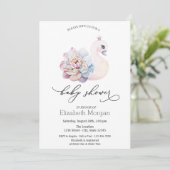 Niedlich Baby Swan Polka Dots Einladung (Stehend Vorderseite)