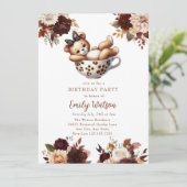 Niedlich Baby Teddy Bear | Birthday Tee Party Einladung (Stehend Vorderseite)