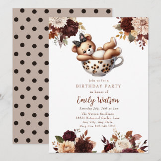 Niedlich Baby Teddy Bear | Birthday Tee Party Einladung