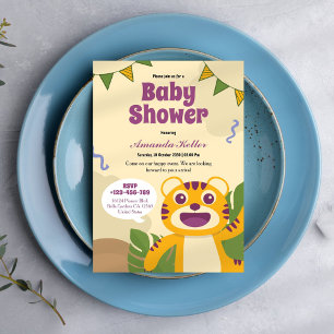 Niedlich Baby Tiger Baby Dusche Einladung