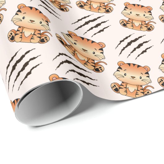 Niedlich Baby Tiger Craw Kindergeburtstag Geschenkpapier (Rolleneckpunkt)