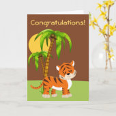 Niedlich Baby Tiger Grußkarte Karte (Gelbe Blume)