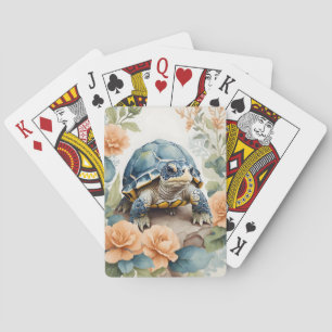 Niedlich Baby Tortoise Pastor Floral Wasserfarbe Spielkarten
