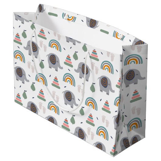 Niedlich Baby Toy Pattern Große Geschenktüte (Rückseite Schrägansicht)