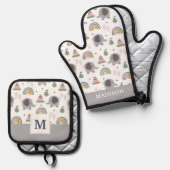 Niedlich Baby Toy Pattern Ofenhandschuh & Topflappen-Set (Vorderseite/Rückseite)
