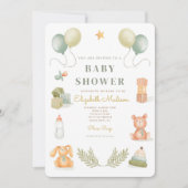 Niedlich Baby Toys Watercolor Babydusche Einladung (Vorderseite)