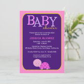 Niedlich Baby Turtle Baby Girl Babydusche Einladung (Stehend Vorderseite)