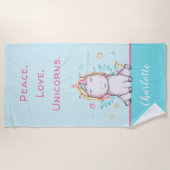 Niedlich Baby Unicorn Aquamarines Personalisiertes Strandtuch (Vorderseite)