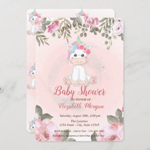 Niedlich Baby Unicorn, Blumenkinderdusche Einladun Einladung