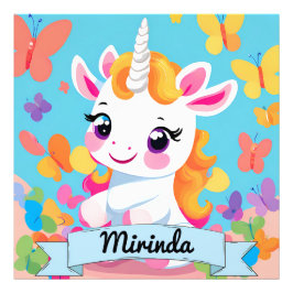 Niedlich Baby Unicorn Butterfly Individuelle Name Fotodruck