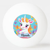 Niedlich Baby Unicorn Butterfly Individuelle Name Tischtennisball (Vorderseite)