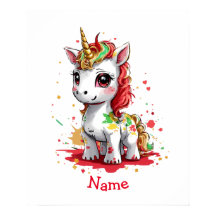 Niedlich Baby Unicorn Individuelle Name Poster