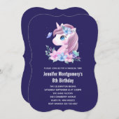 Niedlich Baby Unicorn Magische Wasserfarbe Geburts Einladung (Vorne/Hinten)