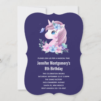 Niedlich Baby Unicorn Magische Wasserfarbe Geburts Einladung