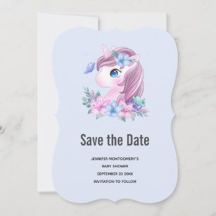 Niedlich Baby Unicorn Magische Wasserfarbe Save The Date