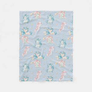 Niedlich Baby Unicorn Pink Blue Pastel Kinderzimme Fleecedecke