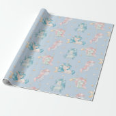 Niedlich Baby Unicorn Pink Blue Pastel Kinderzimme Geschenkpapier (Ungerollt)