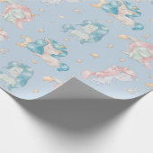 Niedlich Baby Unicorn Pink Blue Pastel Kinderzimme Geschenkpapier (Ecke)