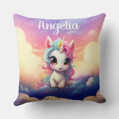 Niedlich Baby Unicorn Pink Lila Sky Kissen (Rückseite)