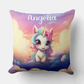 Niedlich Baby Unicorn Pink Lila Sky Kissen (Vorderseite)