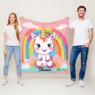 Niedlich Baby Unicorn Rainbow Fleecedecke